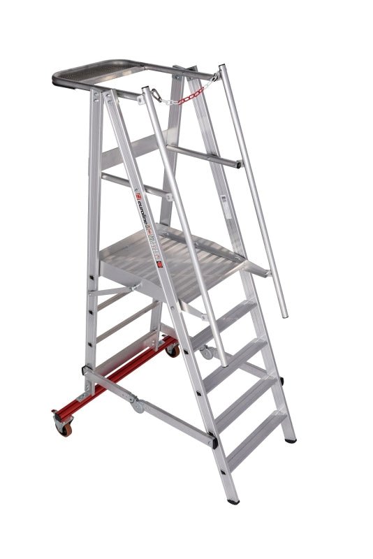 euroline PREMIUM line Aluminium - Podestleiter fahrbar, klappbar 32777 - Topleiter