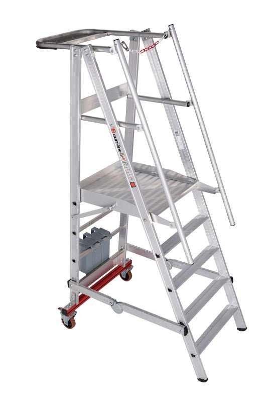 euroline PREMIUM line Aluminium - Podestleiter fahrbar, klappbar 32778 - Topleiter