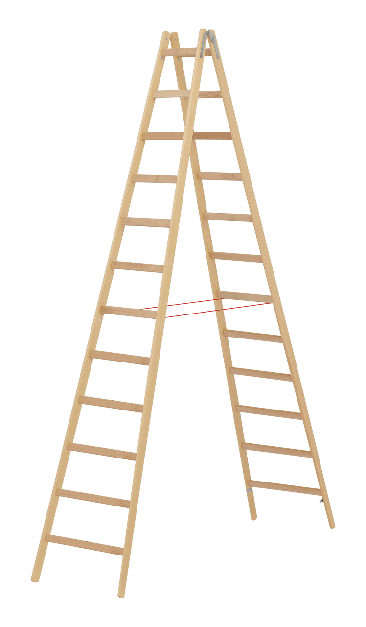 Hymer Holz - Sprossenstehleiter 71410, beidseitig begehbar - Topleiter