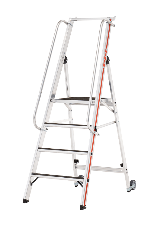 Hymer Plattformleiter R13 8681 mit Kipprollen und langem Handlauf - Topleiter