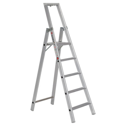 euroline 22577 WORK line Alu - Stufenstehleiter mit Sicherheitsbrücke - Topleiter