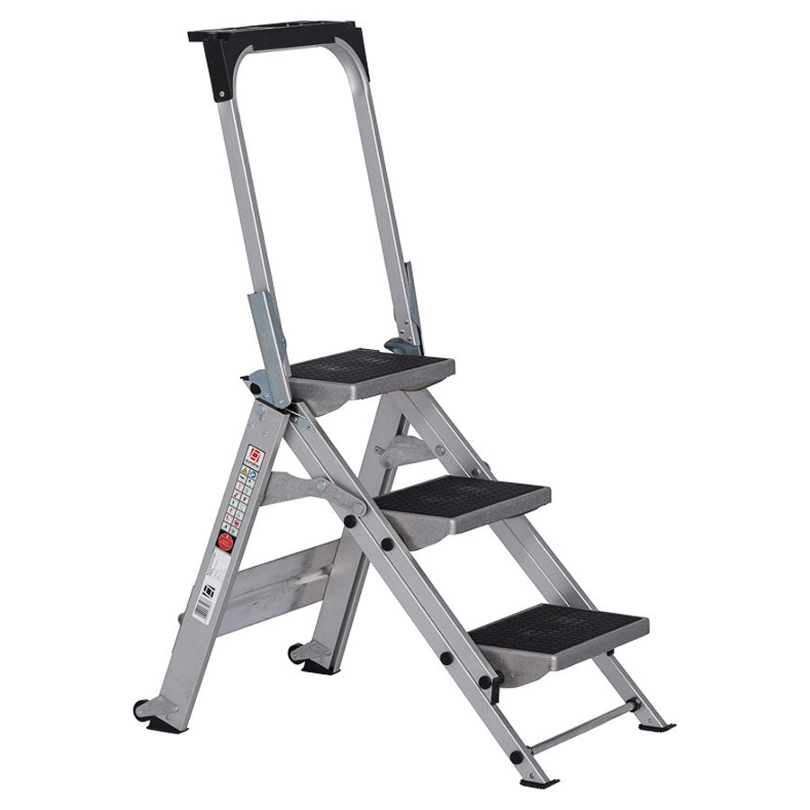 euroline 334 Alu - Sicherheitstreppe klappbar, mit Bügel - Topleiter