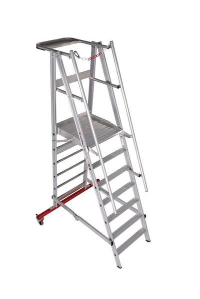 euroline PREMIUM line Aluminium - Podestleiter fahrbar, klappbar 32777 - Topleiter