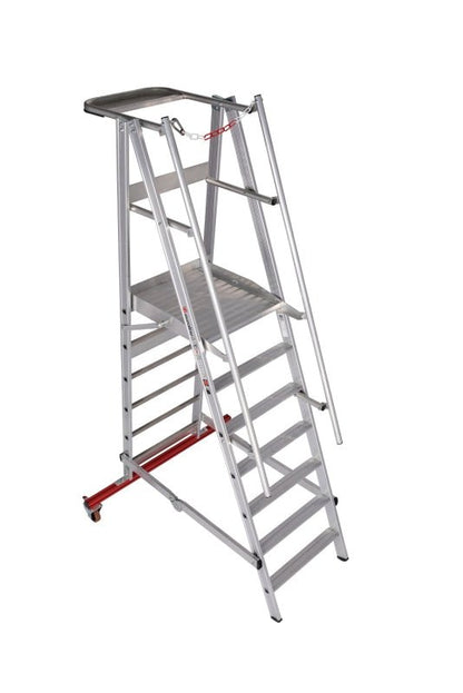 euroline PREMIUM line Aluminium - Podestleiter fahrbar, klappbar 32777 - Topleiter