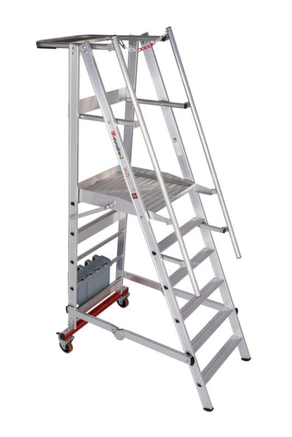 euroline PREMIUM line Aluminium - Podestleiter fahrbar, klappbar 32778 - Topleiter