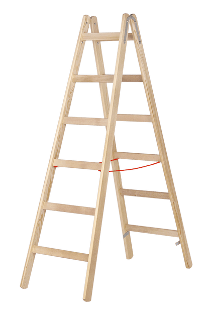 Hymer Holz - Sprossenstehleiter 71410, beidseitig begehbar - Topleiter