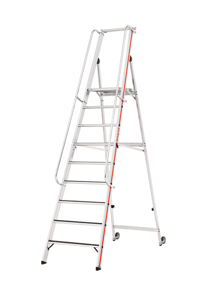 Hymer Plattformleiter R13 8681 mit Kipprollen und langem Handlauf - Topleiter