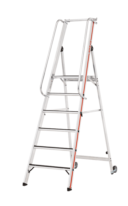 Hymer Plattformleiter R13 8681 mit Kipprollen und langem Handlauf - Topleiter