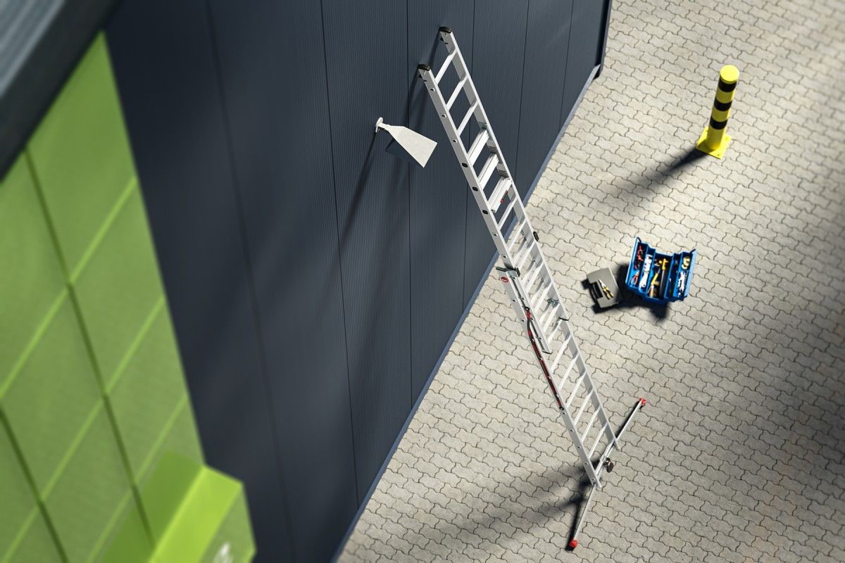 S110 Pro Sprossen - Schiebeleiter mit 3 Dreh - Stufen 2 x 12 Sprossen - Topleiter