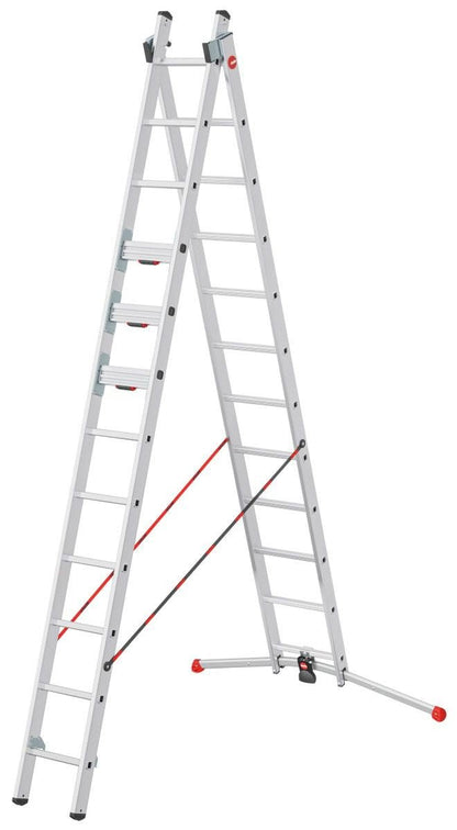 S110 Pro Sprossen - Schiebeleiter mit 3 Dreh - Stufen 2 x 12 Sprossen - Topleiter